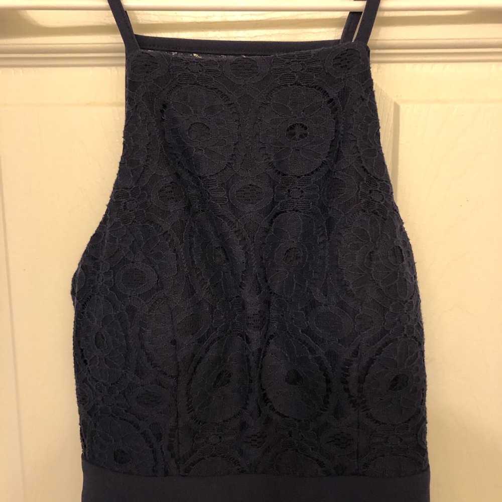Francesca’s Lace Slit Back mini dress “Diane” Navy